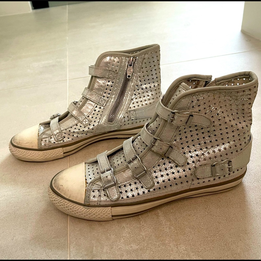 Rare Ash high-top Sneakers in distressed silver